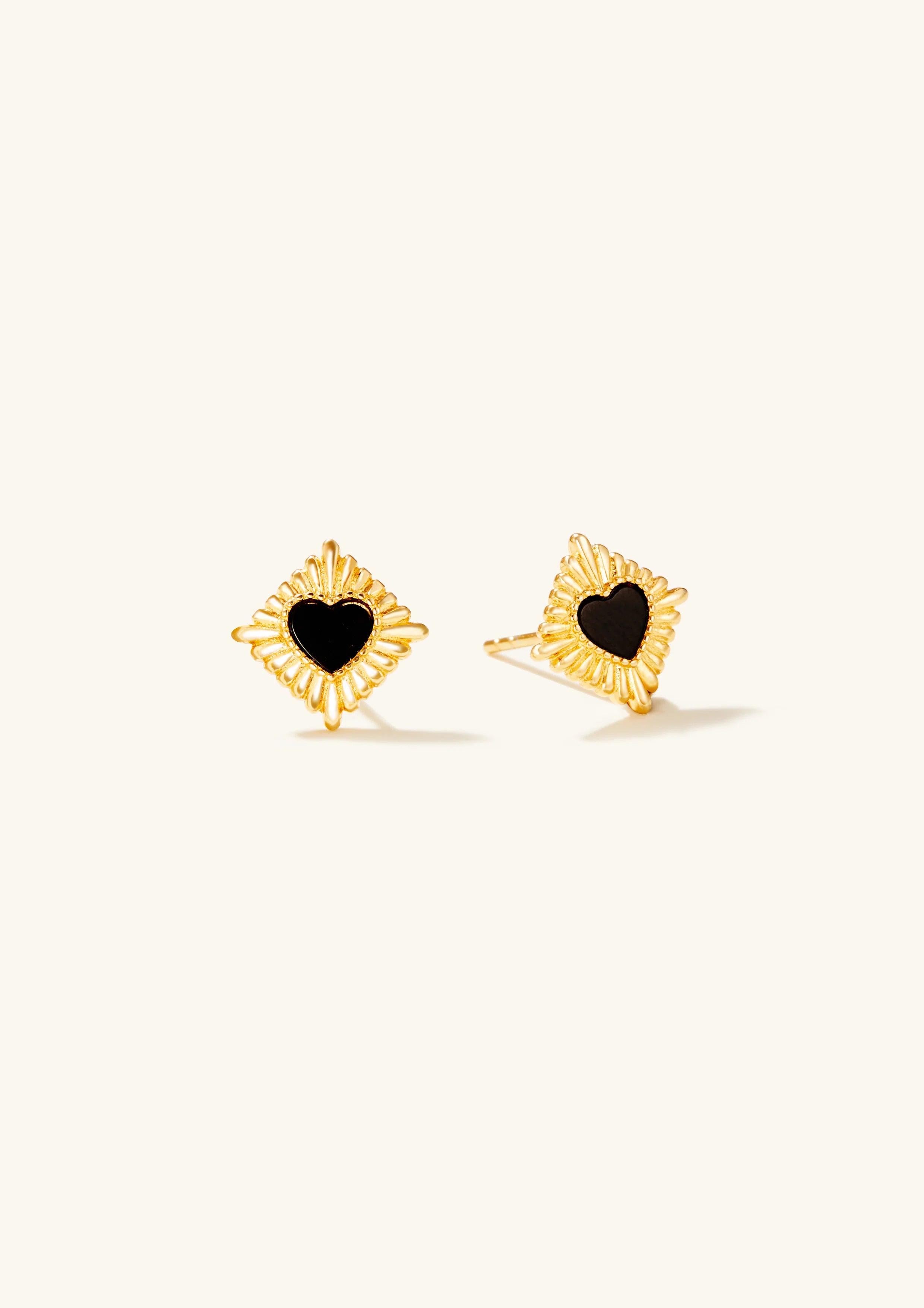 Heart Sun-Carved Studs