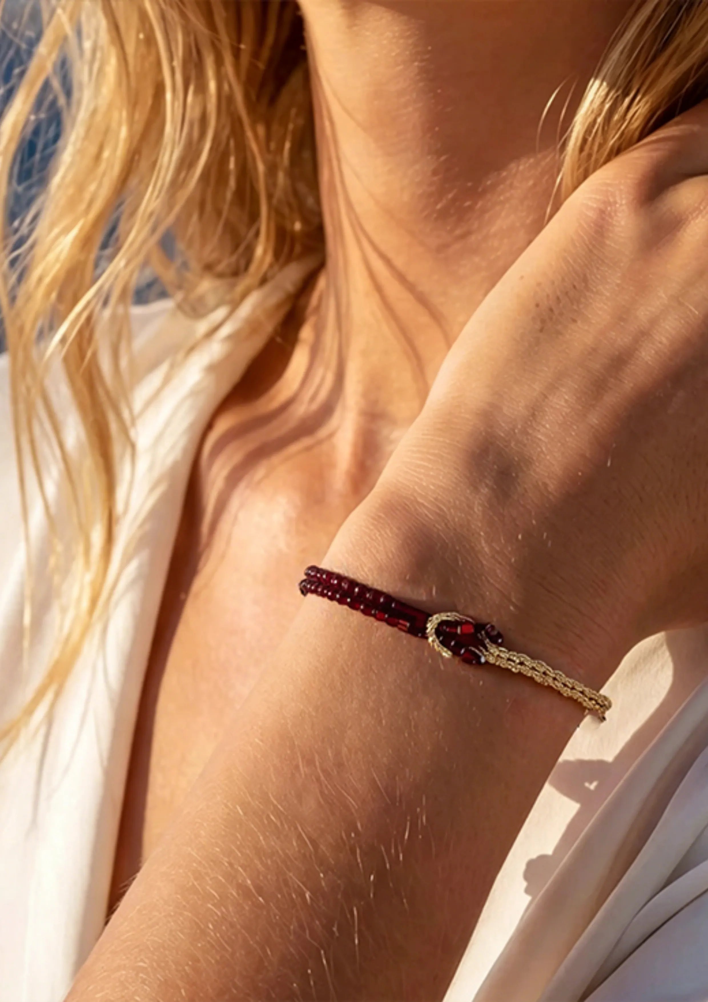 Garnet Layered Bracele