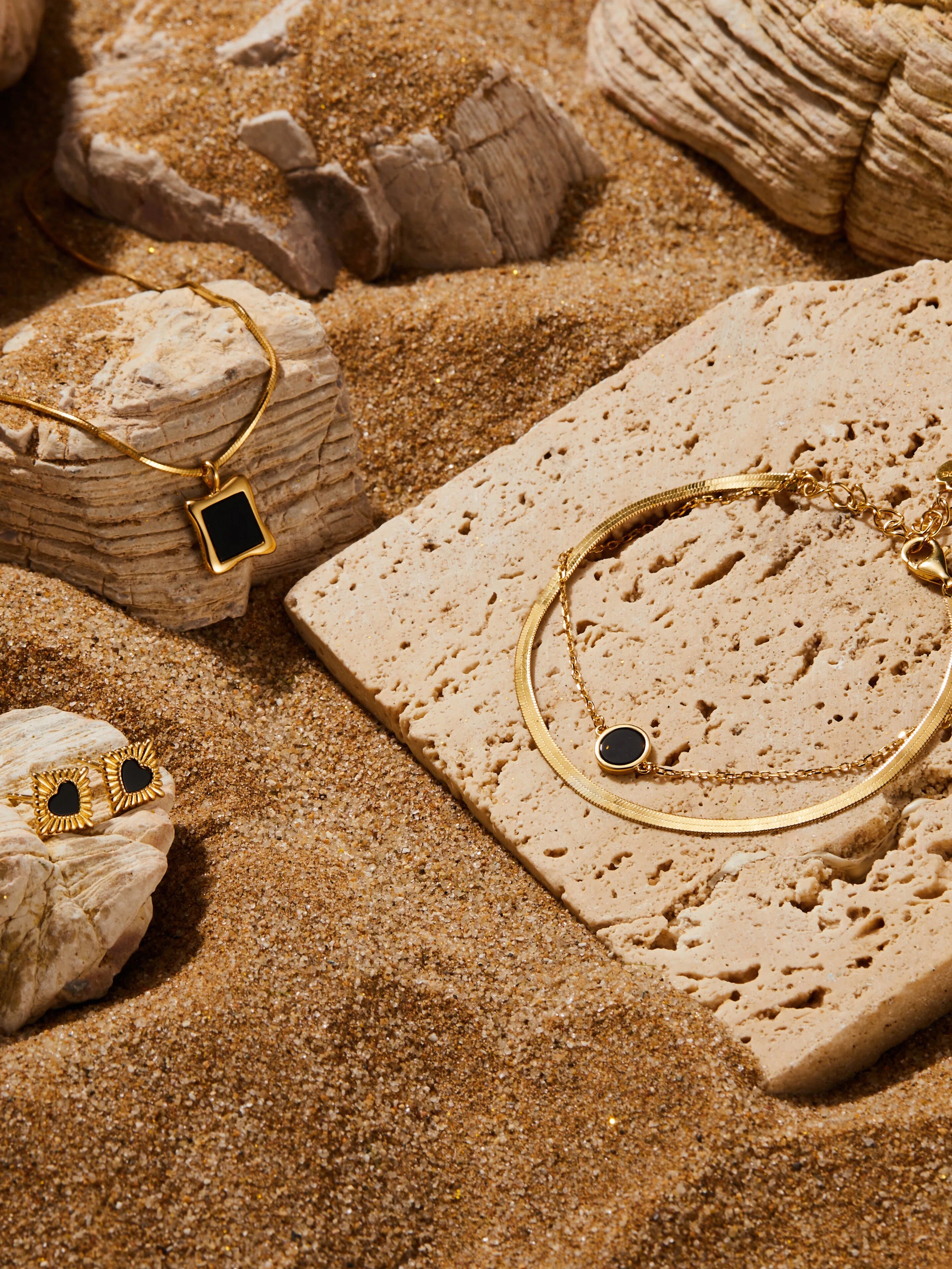 Heart Sun-Carved Studs