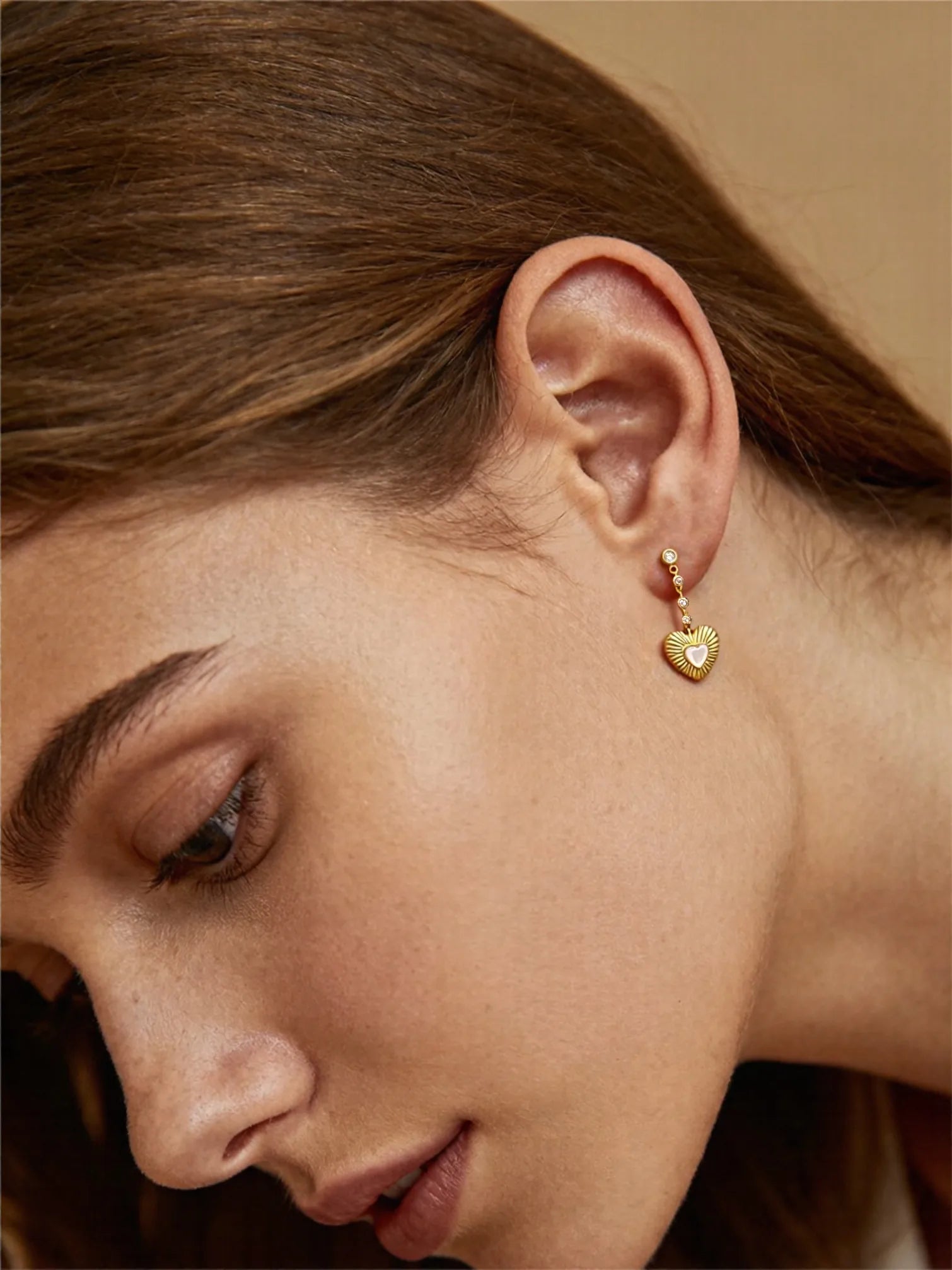 Heart Onyx Drop Earrings