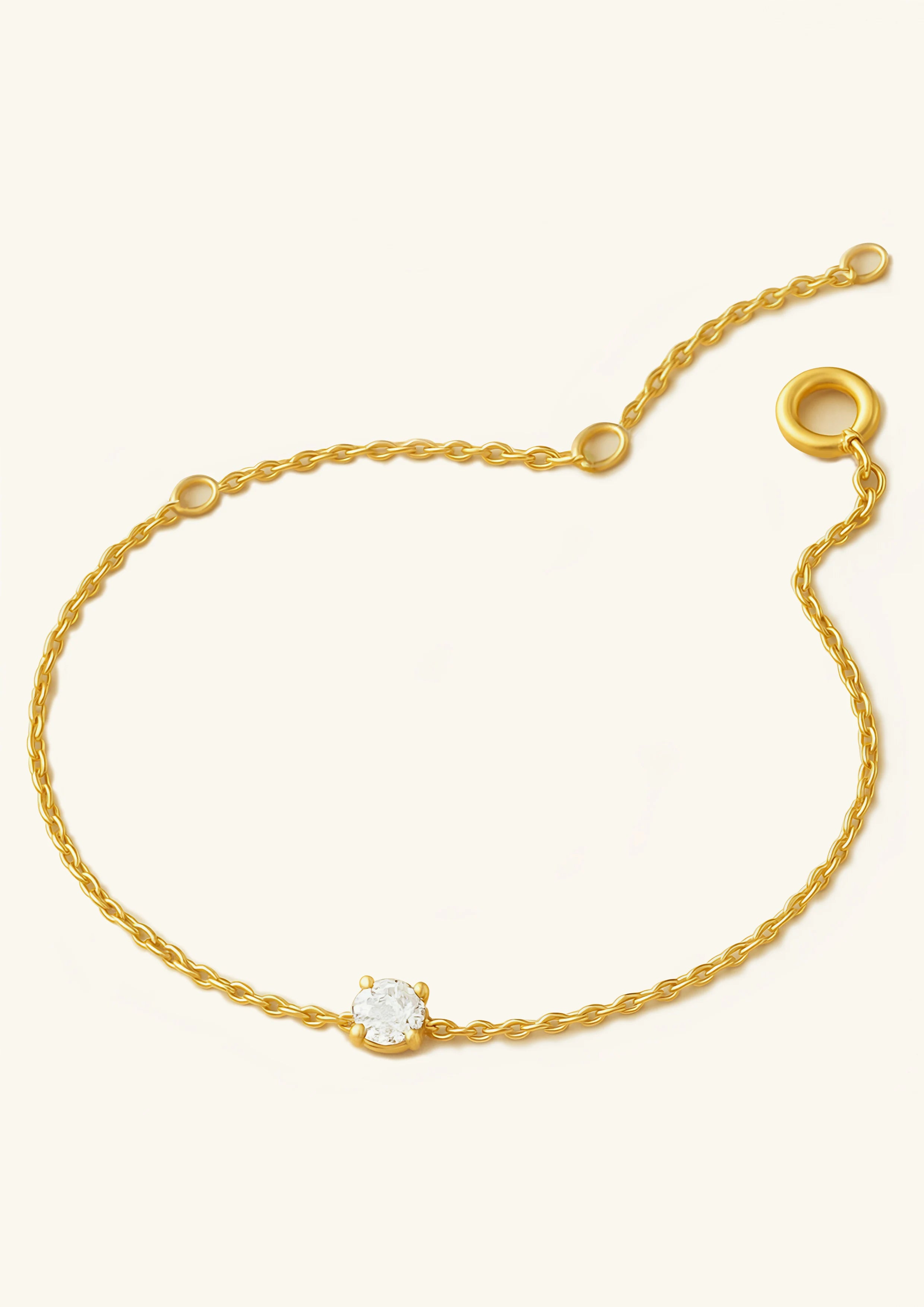 Gold Plated Sterling Silver Bracelet - Single CZ Cross Charm-Cuff Bracelet