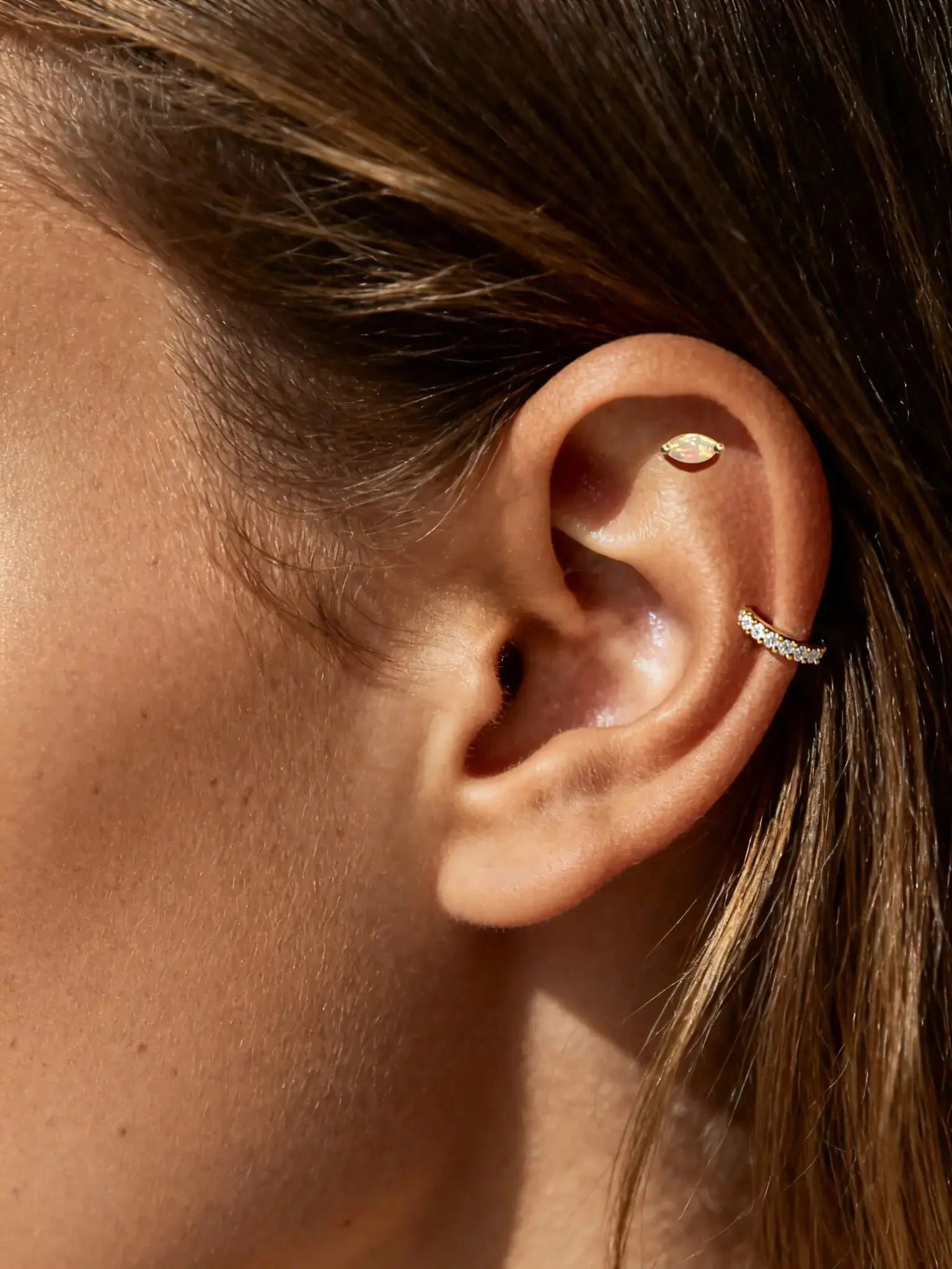 Opal_Ear_Climber-_Hypoallergenic_Gold_Plated_Sterling_Silver-Flat-Back_for_24_7_Wear