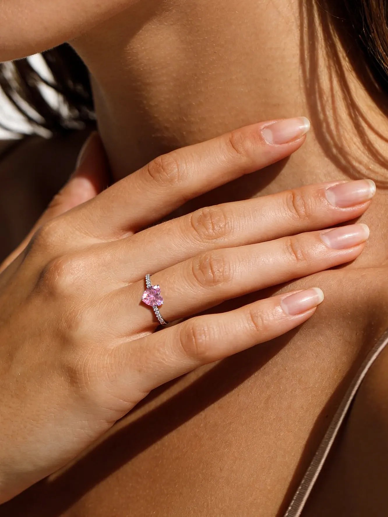 Pink Heart CZ Promise Ring