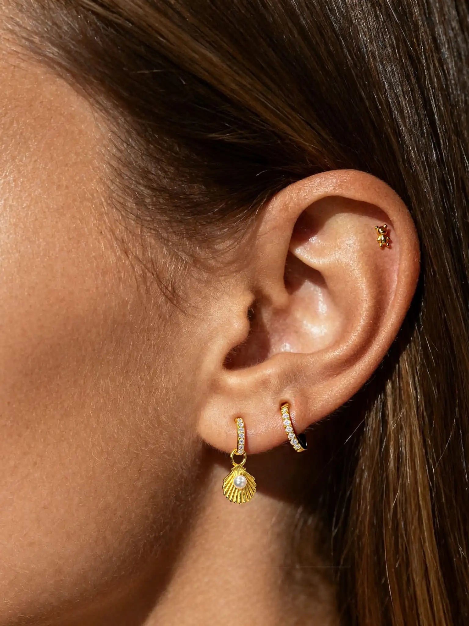 Single Bear Cub Ear Climber-Cute & Stackable-Hypoallergenic Sterling Silver-Flat-Back for 24/7 Wear