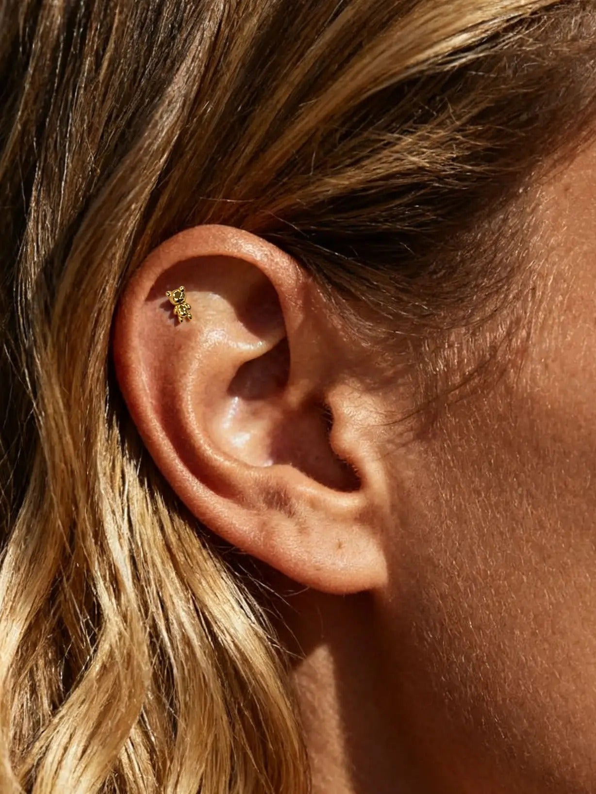 Single_Bear_Cub_Ear_Climber-_Cute_Stackable-Hypoallergenic_Sterling_Silver