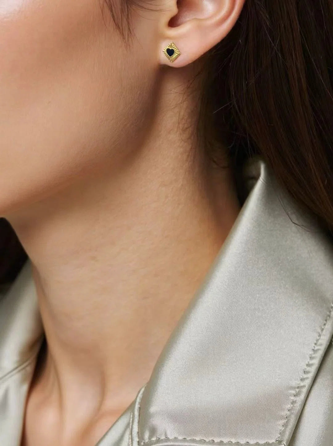 Heart Sun-Carved Studs