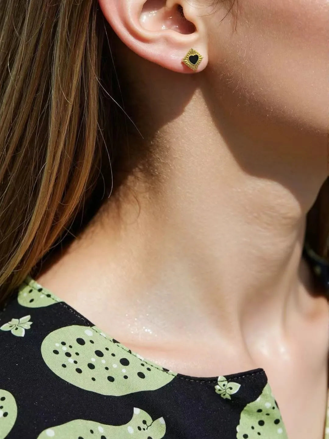 Heart Sun-Carved Studs