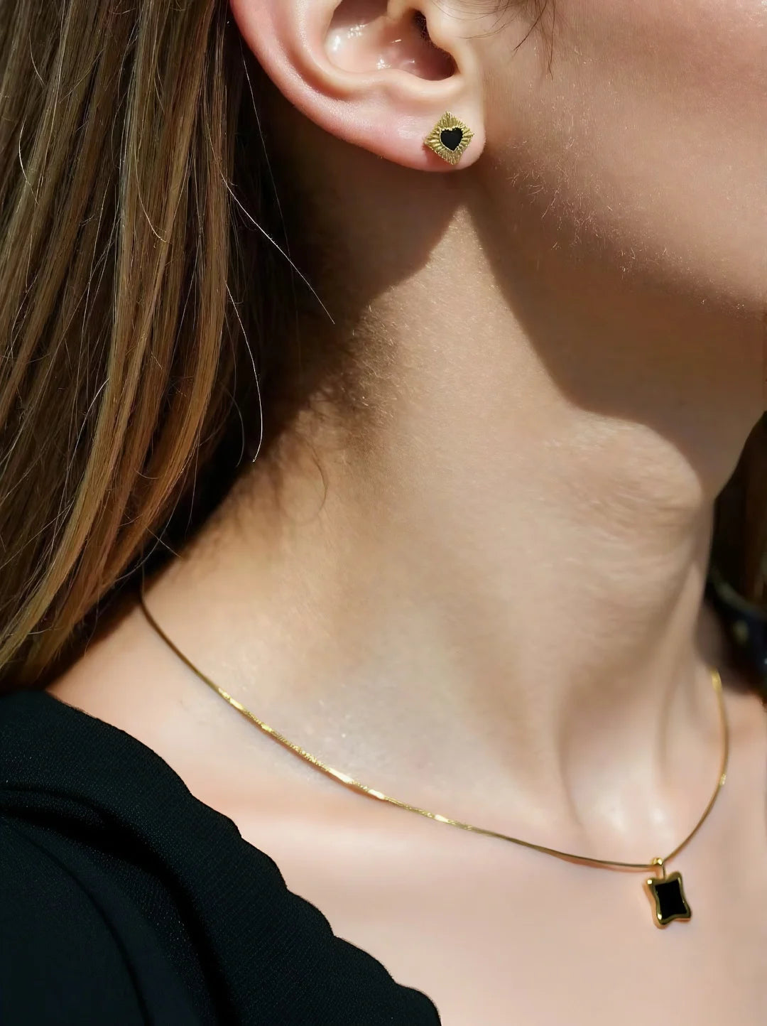 Heart Sun-Carved Studs