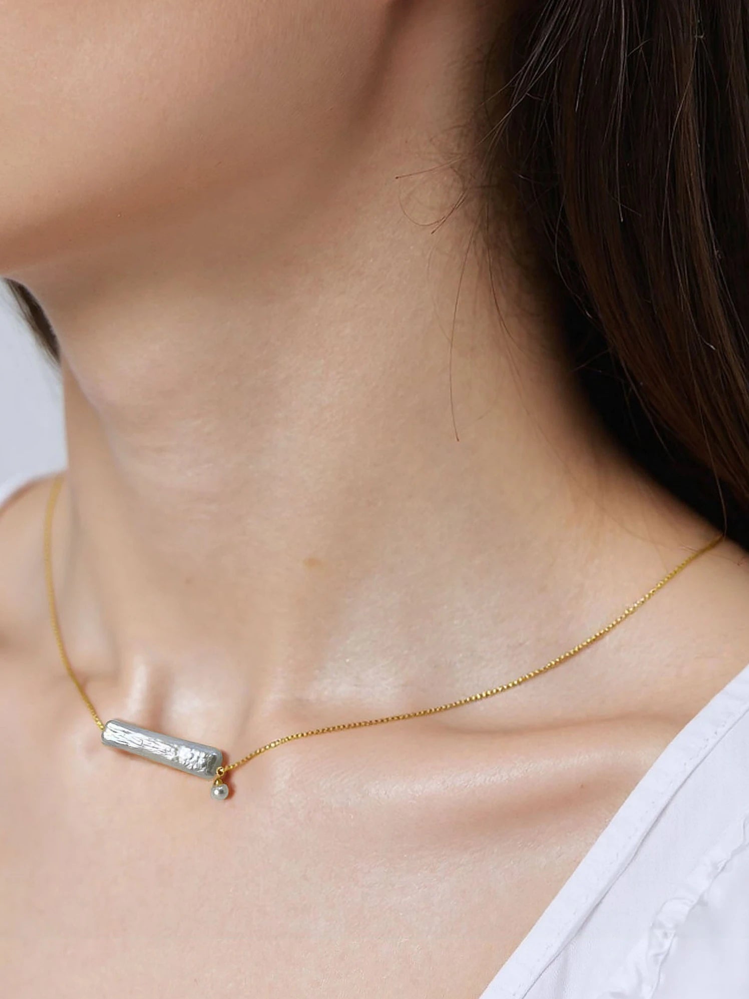 Artisan Textured Bar Necklace